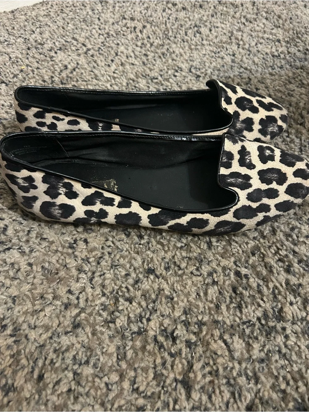 Black and Cream Leopard Print Pointed Flats